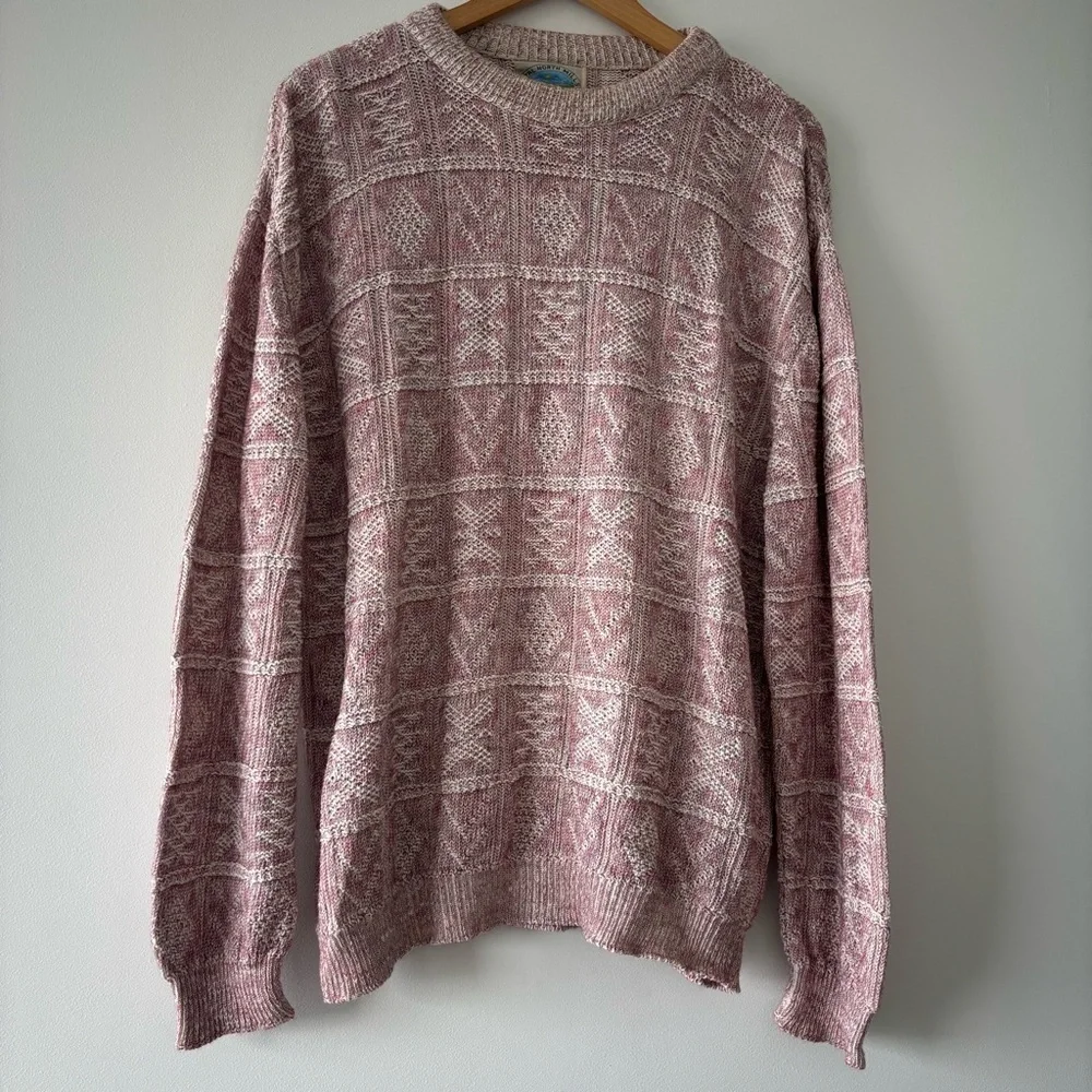 Vintage 1980's Retro Royal North Mills Textured Pink Oversized Sweater X-Large - Picture 3 of 9